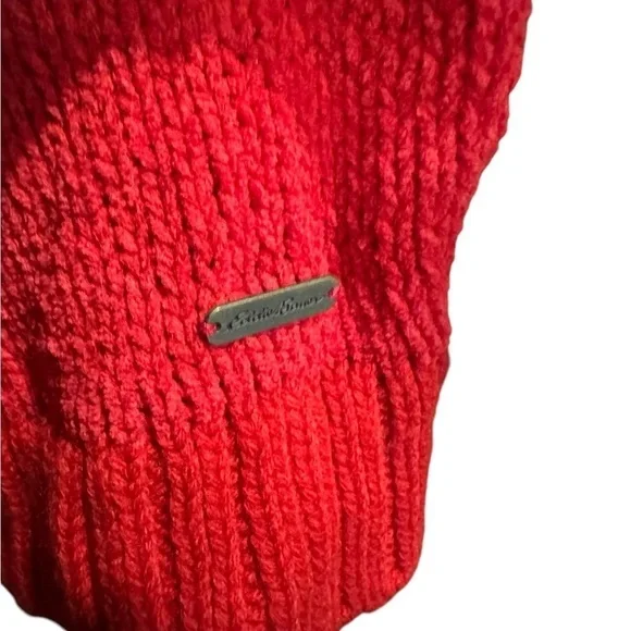 Eddie Bauer Lounge Womens Cardigan Sweater S Red Long Chunky oversized Holiday - Picture 4 of 8